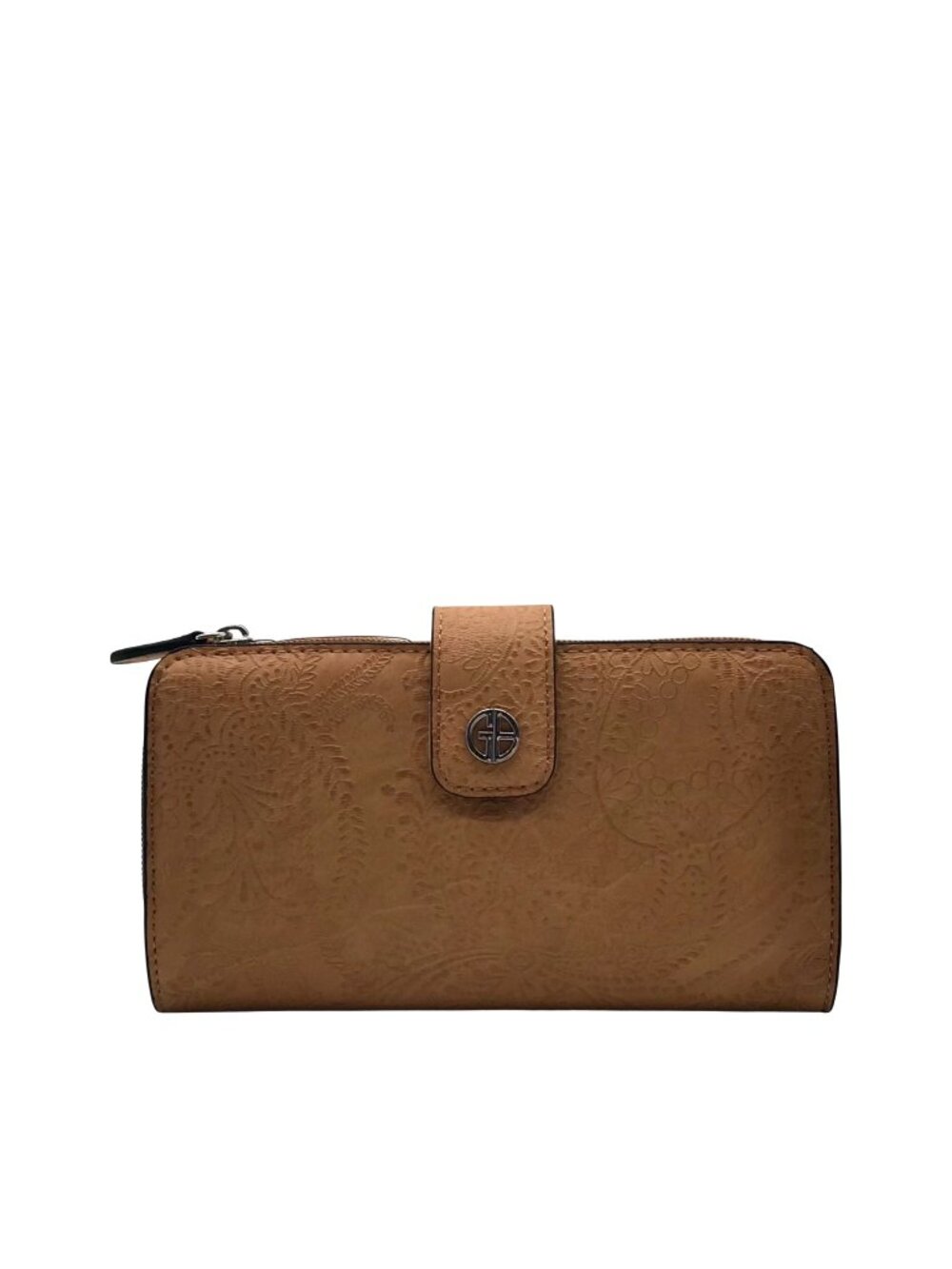 Giani Bernini Tan Paisley Debossed Leather Wallet